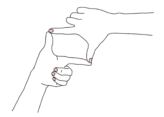 手でカメラの形を作るイラスト